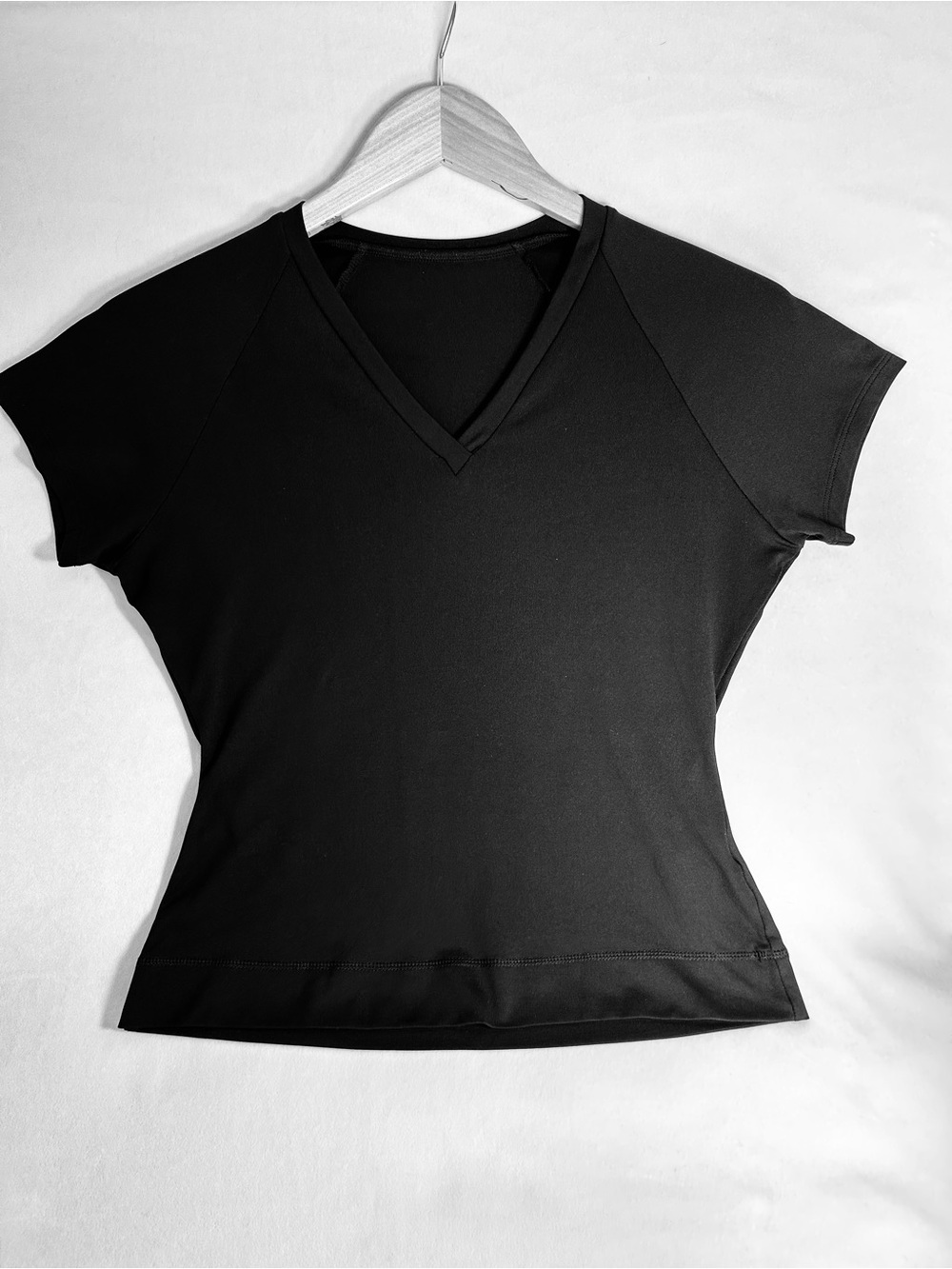 Shock Absorber , Black V-Neck Short Sleeve Tee Top